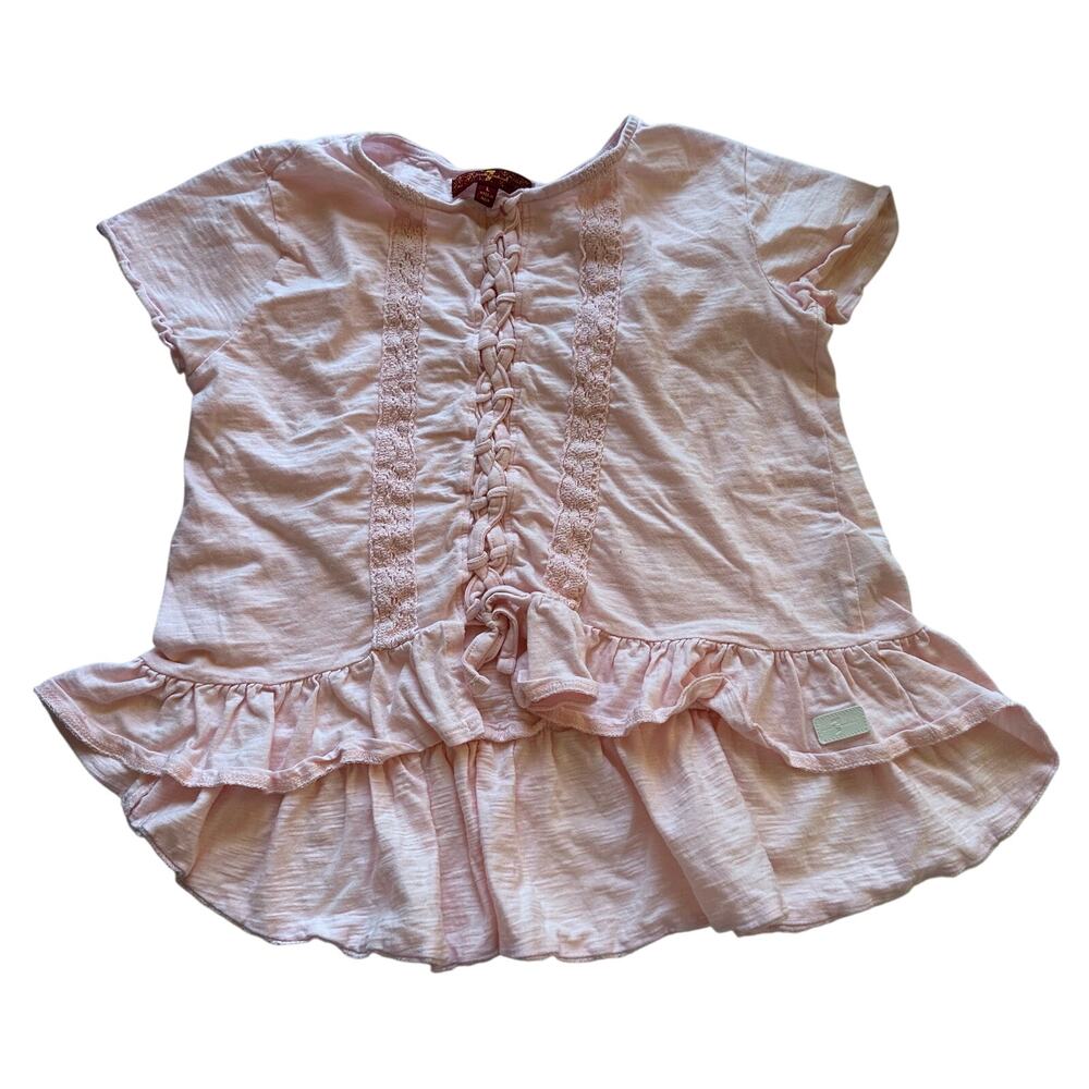 7 For All Mankind Girls' Pink Braided Peplum Top - L